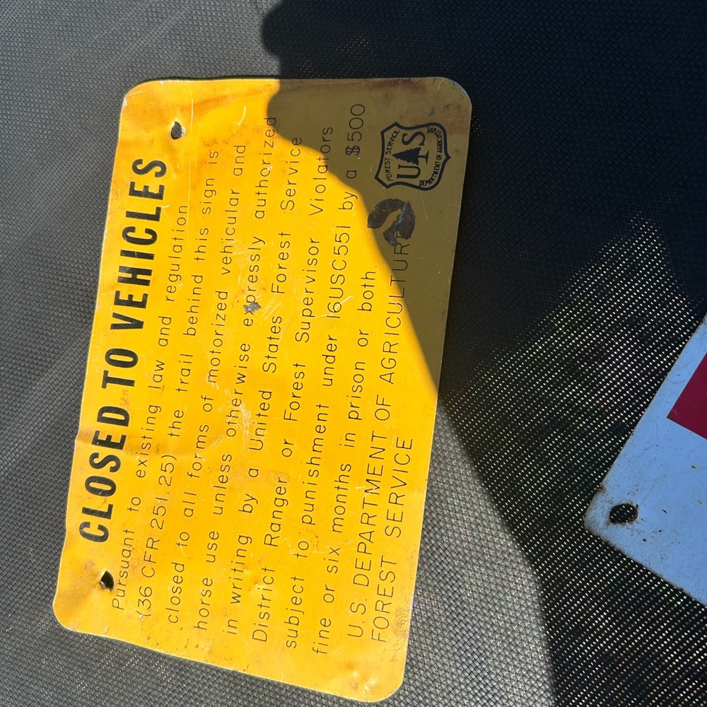 Vintage Yellow Forest Service Sign